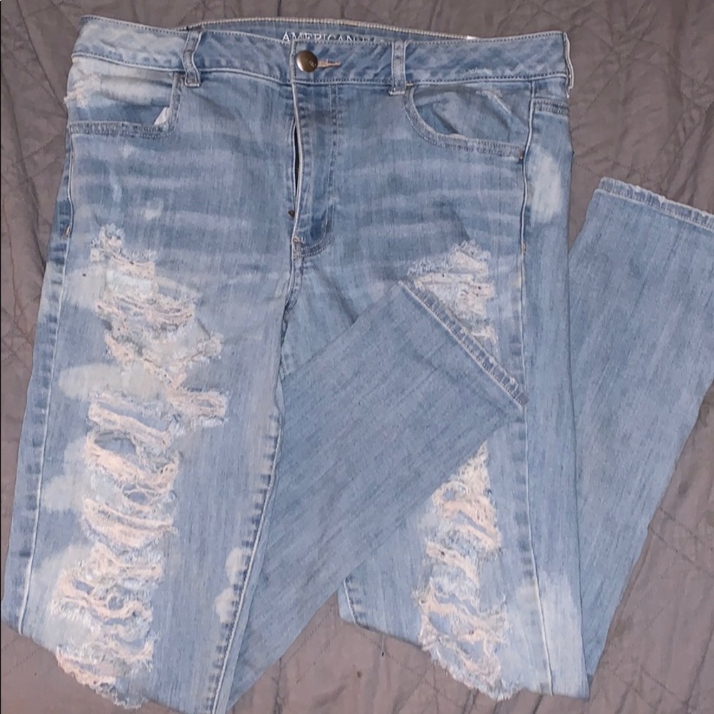High Waist Ripped Acid Wash Skinny Jeans